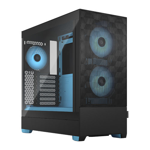 CAA-FRPOPAIRCTGRGB-CY Fractal Design Pop Air RGB (Cyan Core TG) Gaming Case w/ Clear Glass Window, ATX, Hexagonal Mesh Front, Cyan Interior/Accents, 3 RGB Fans & ARGB Controller - Image 1