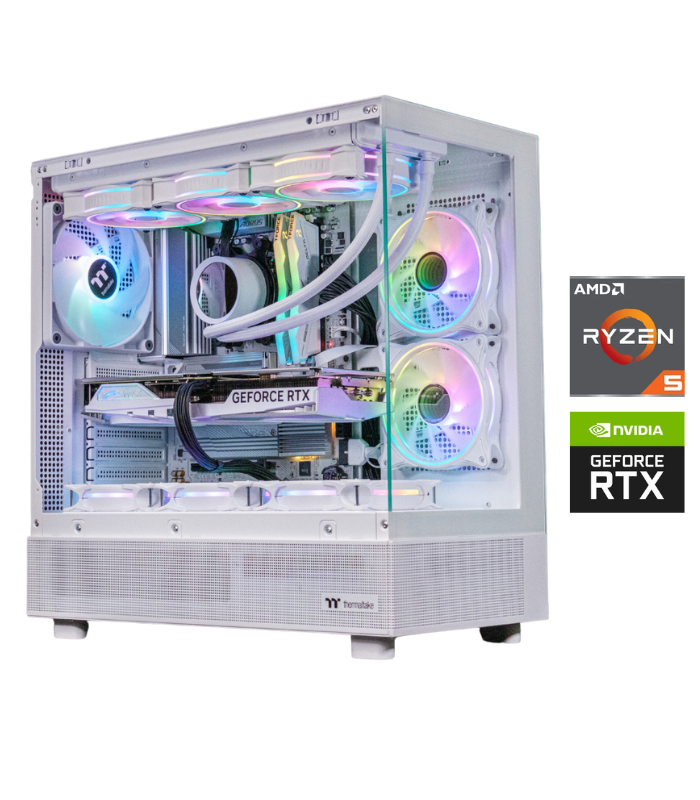 Battlebox Pro Apex Ti White AMD Ryzen 5 7600X Nvidia RTX 4060 Ti 16GB RAM 1TB SSD Storage White Gaming PC