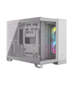 Corsair 2500X RGB Micro ATX Gaming Case, Glass, 2x RGB Fans, Mesh, USB-C, Asus BTF, White