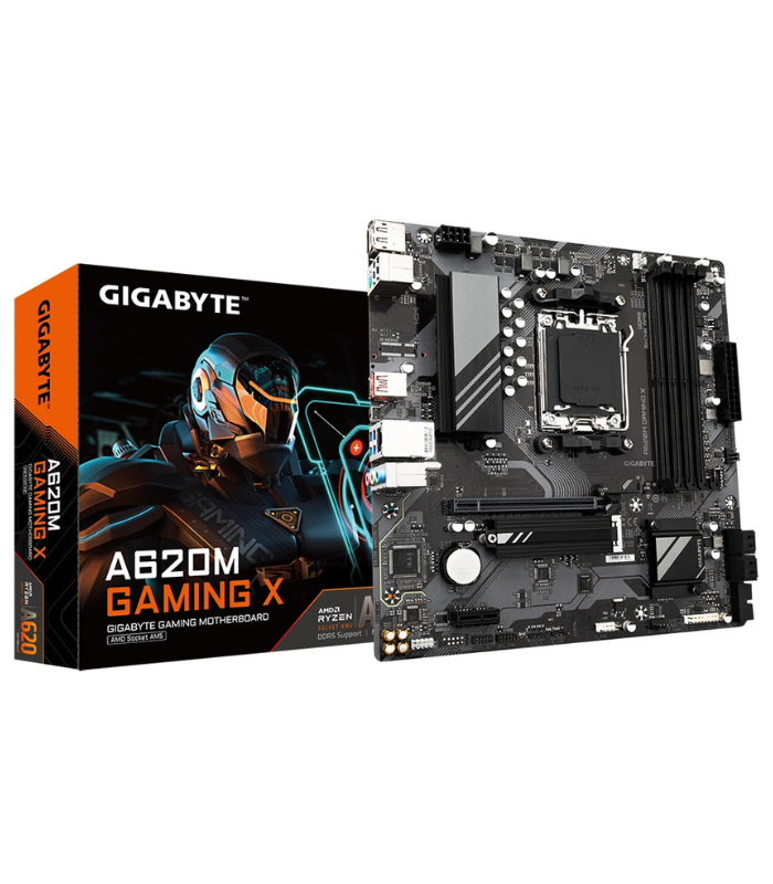 GIGABYTE A620M GAMING X GIGABYTE A620M GAMING X – Supports AMD Ryzen 8000 CPUs, 8000MHz DDR5, 1x PCIe 4.0 M.2, GbE LAN, USB 3.2 Gen 2, Socket AM5 - Image 1