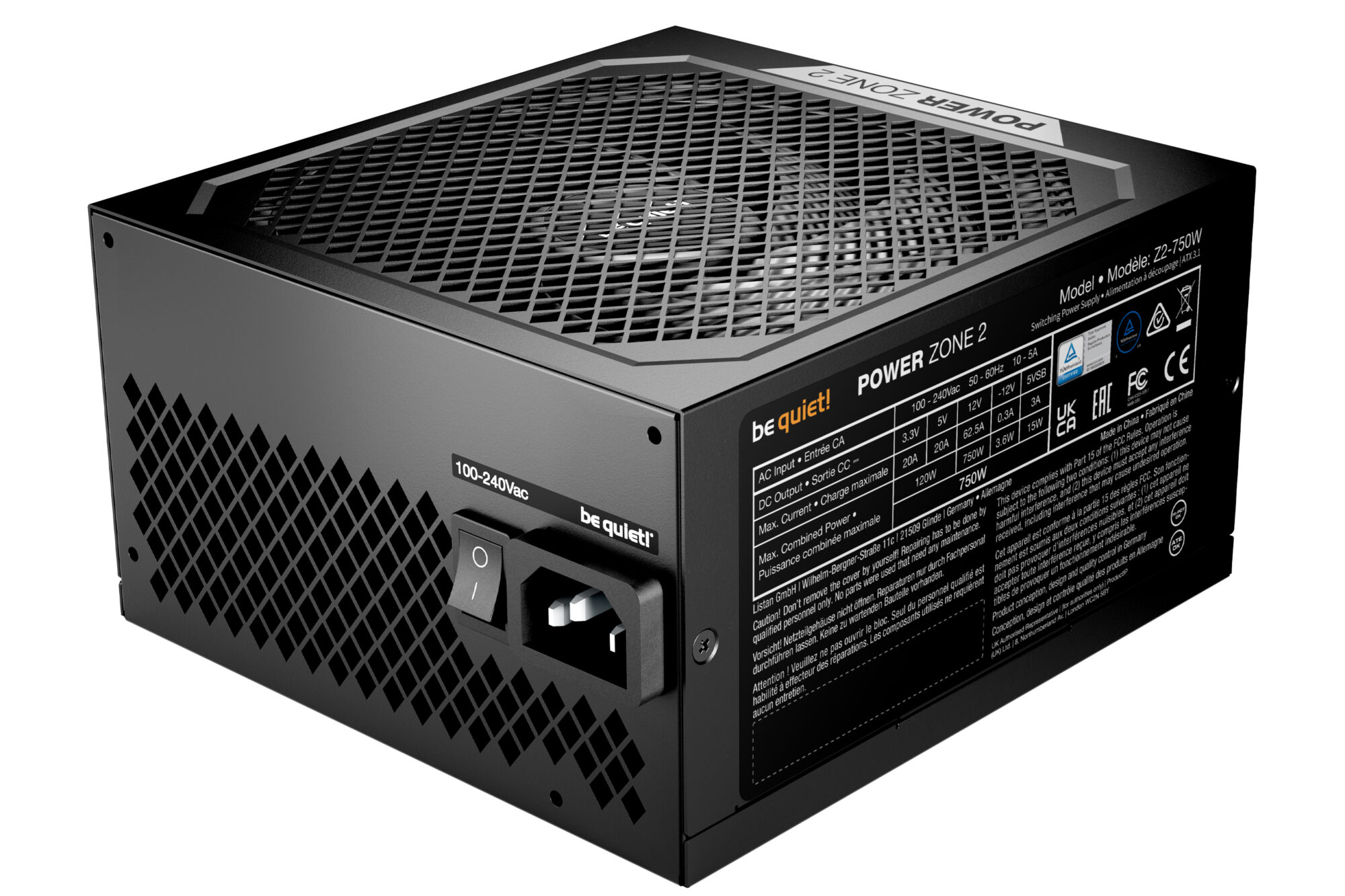 Be Quiet! 750W Power Zone 2 PSU Fully Modular 80+ Platinum Semi-Passive Zero-RPM Cooling ATX 3.1 - Image 2