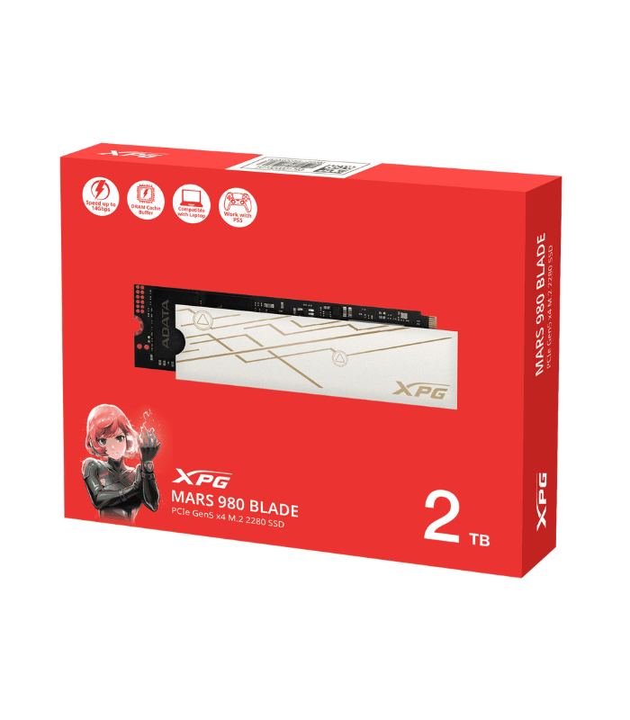 ADATA 2TB XPG MARS 980 BLADE Gen5 M.2 NVMe Laptop-Ready SSD M.2 2280 R/W 14K/13K MB/s PS5 Compatible