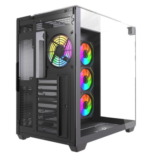 Vida Visio Black ARGB Gaming Cube Case w/ Glass Side, Front & Top, ATX 3 CAA VIDVISIO BLK PR 6