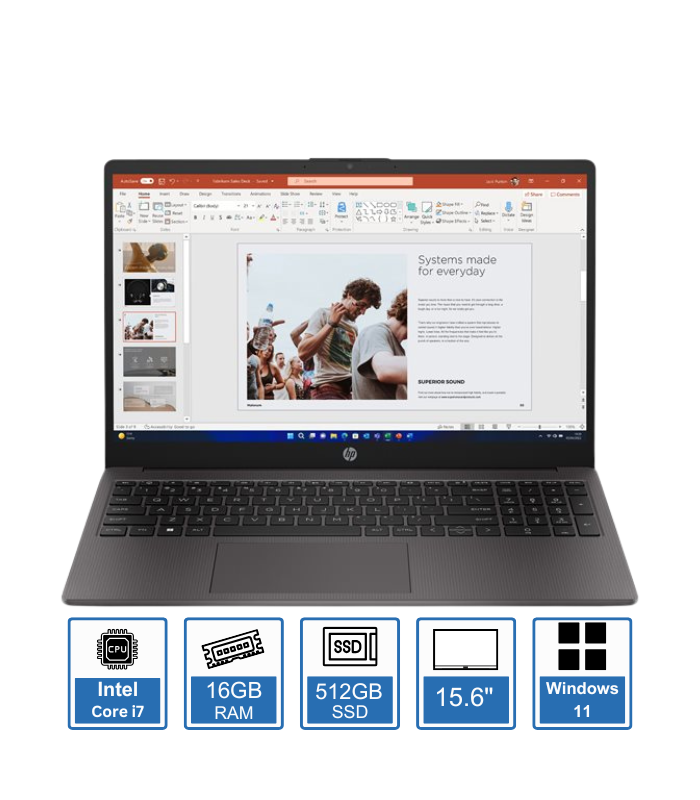 HP Notebook 250 G10 – 15.6″ FHD Display – Intel Core i7-1355U – 16GB RAM – 512GB SSD – Windows 11 Pro – 1-Year Warranty
