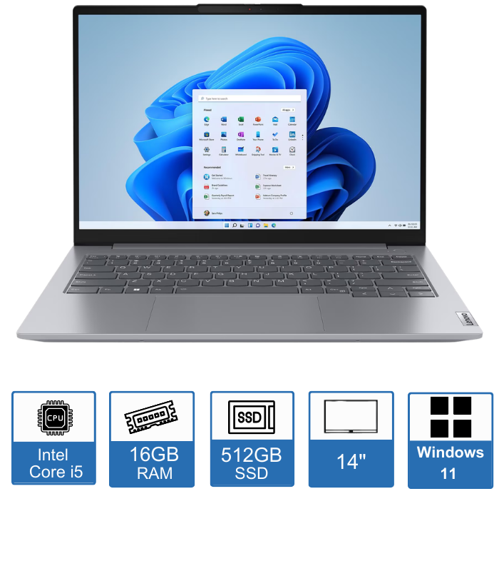 Lenovo ThinkBook 14 Gen 6, 14″ WUXGA IPS Display, Intel Core i5 13420H, 16GB RAM, 512GB SSD, Windows 11 Pro, 1 Year Premium Warranty