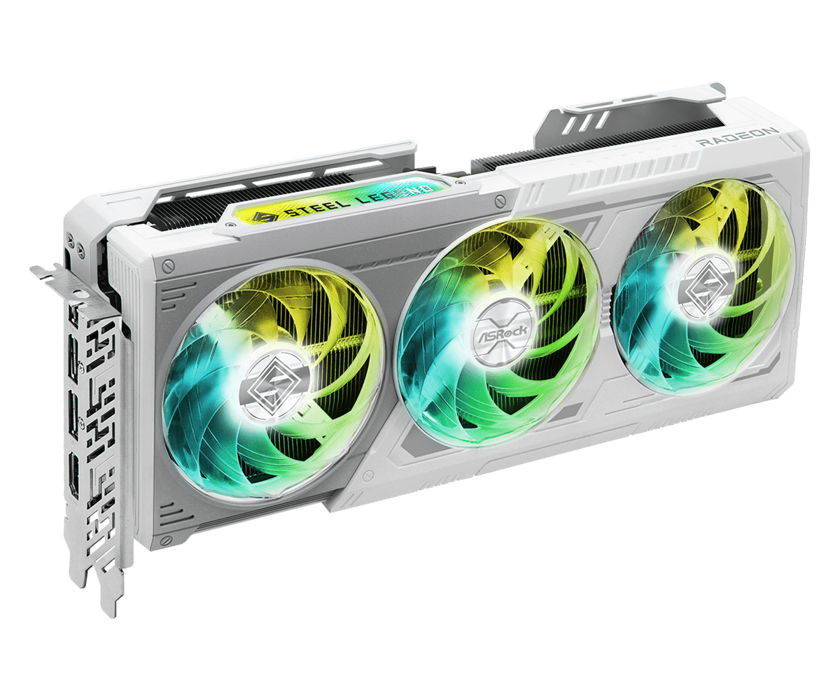 Radeon RX 9070 XT Steel Legend 16GB(L3) Asrock RX 9070 XT Steel Legend White 16GB DDR6 RGB Lighting - Image 3