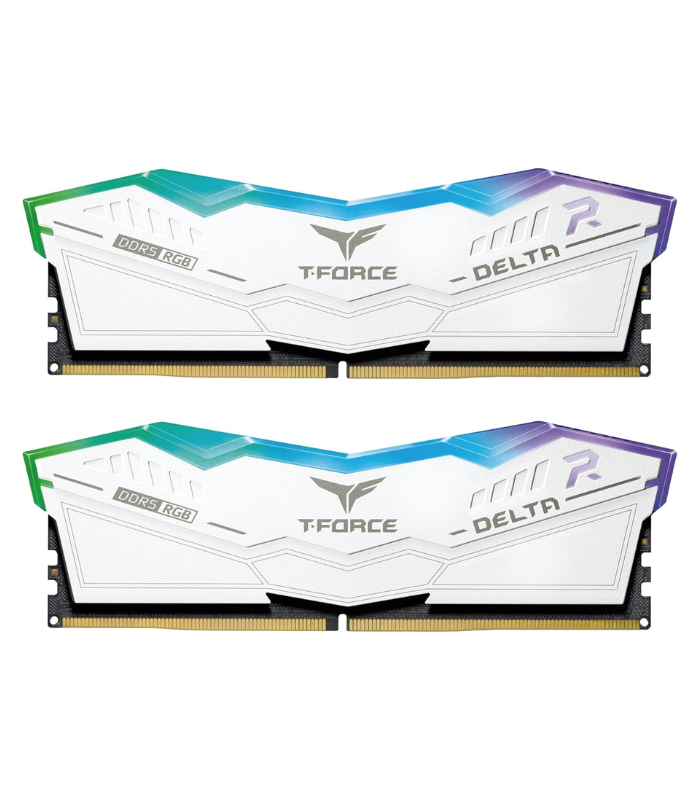 Team T-Force Delta RGB 64GB Kit (2 x 32GB), DDR5, 6000MHz (PC5-48000), CL38, ECC, XMP 3.0, PMIC, DIMM Memory, White