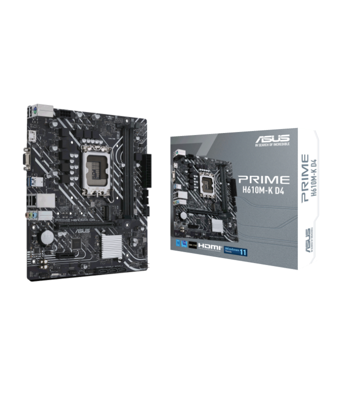 Asus PRIME H610M-K D4, Intel H610, 1700, Micro ATX, 2 DDR4, VGA, HDMI, PCIe4, 1x M.2