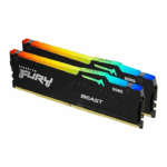 Kingston Fury Beast RGB 64GB Kit, DDR5, 5600MHz, CL36, 1.25V, ECC, PMIC,  Intel XMP 3.0, Black, DIMM Memory