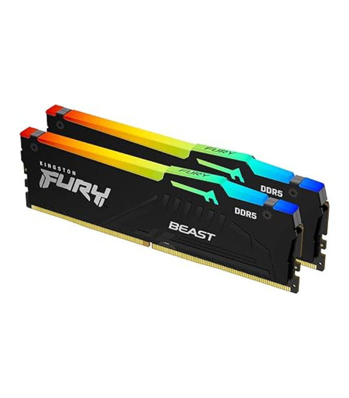 Kingston Fury Beast RGB 64GB Kit, DDR5, 5600MHz, CL36, 1.25V, ECC, PMIC, Intel XMP 3.0, Black, DIMM Memory
