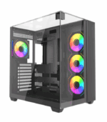 Vida Visio Black ARGB Gaming Cube Case w/ Glass Side, Front & Top, ATX
