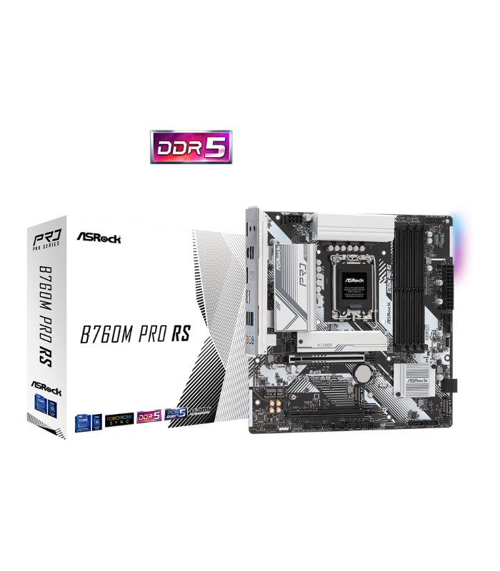 Asrock B760M PRO RS, Intel B760, 1700, Micro ATX, 4 DDR5, HDMI, DP, 2.5G LAN, PCIe5, RGB, 3x M.2