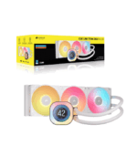 Corsair iCUE LINK TITAN 360 RX LCD RGB Liquid CPU Cooler, RX120 RGB Magnetic Dome Fans, Personalised LCD Screen, iCUE LINK Hub Included, White
