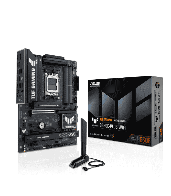 Asus TUF GAMING B650E-PLUS WIFI, AMD B650, AM5, ATX, 4 DDR5, HDMI, DP, Wi-Fi 6E, 2.5G LAN, PCIe5, RGB, 3x M.2