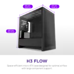 NZXT H3 Flow Micro ATX Airflow PC Case All Black High-Airflow Design - Image 2