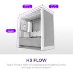 NZXT H3 Flow Micro ATX Airflow PC Case All White High-Airflow Design - Image 2