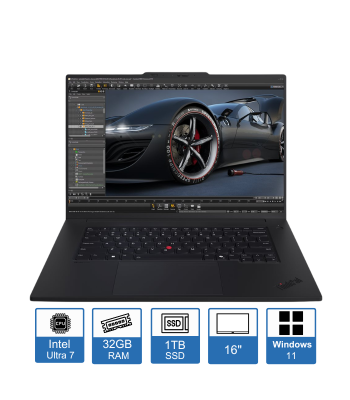 Lenovo ThinkPad P1 Gen 7 – 16″ WQXGA Display – Intel Core Ultra 7 155H – 32GB RAM – 1TB SSD – RTX A2000 8GB – Windows 11 Pro – 3-Year Premier Support