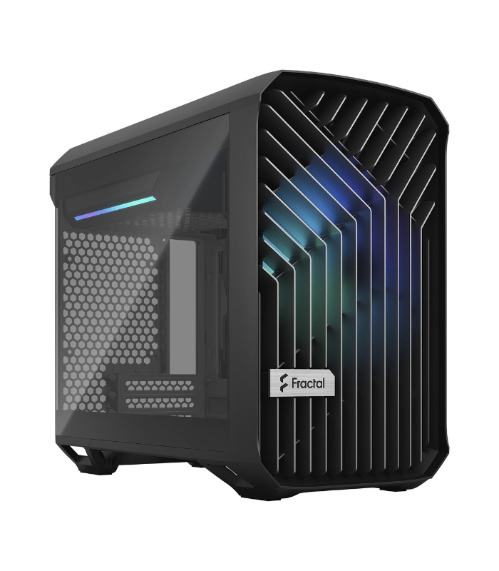 Fractal Design Torrent Nano (Light TG RGB) Case w/ Light Tint Glass Windows, 1 RGB Fan, ATX PSU, RGB Strip, Front Grille, USB-C