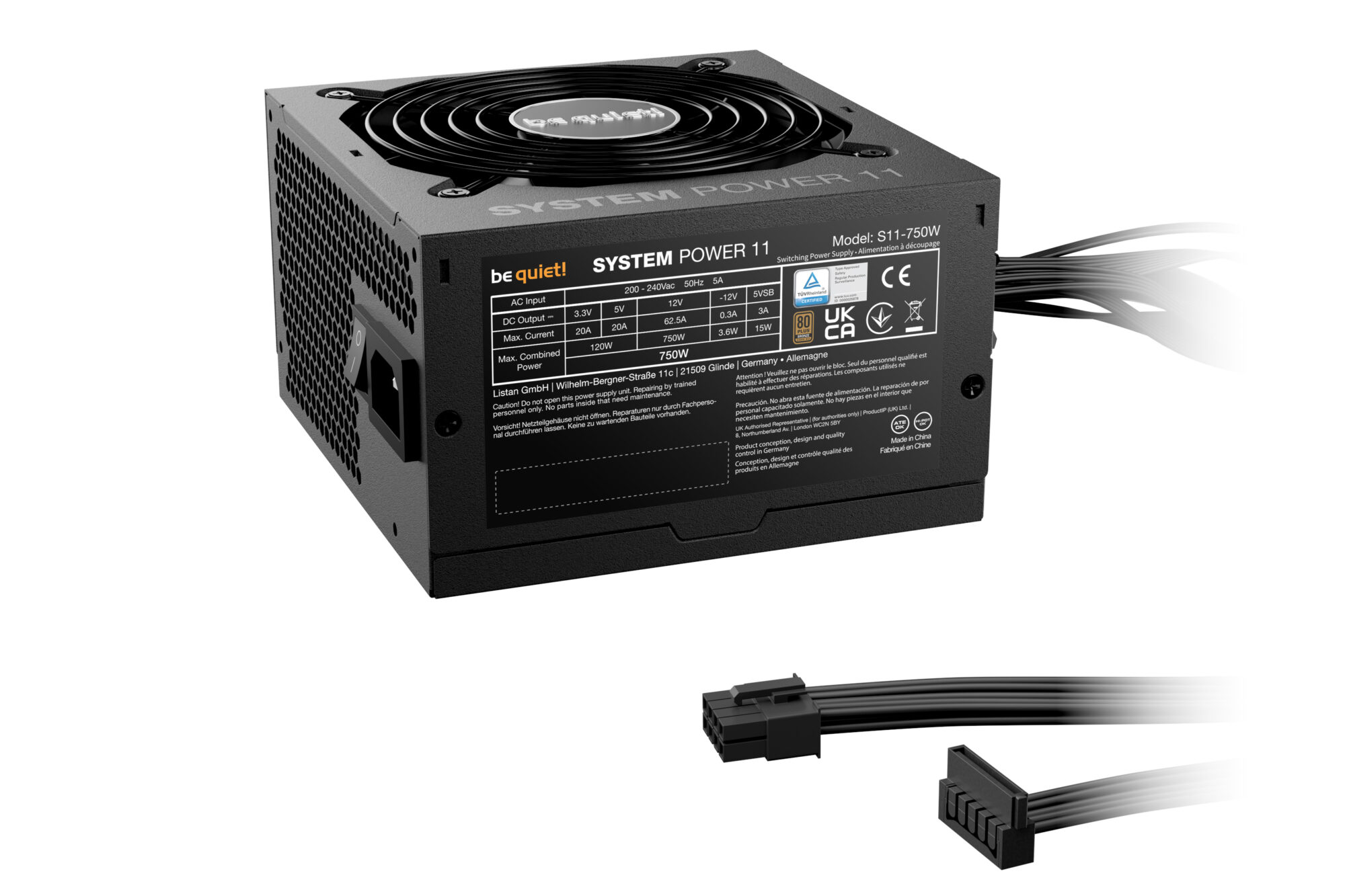 Be Quiet! 750W System Power 11 PSU 80+ Bronze Fully Wired Temp-Controlled Fan ATX 3.1 - Image 2