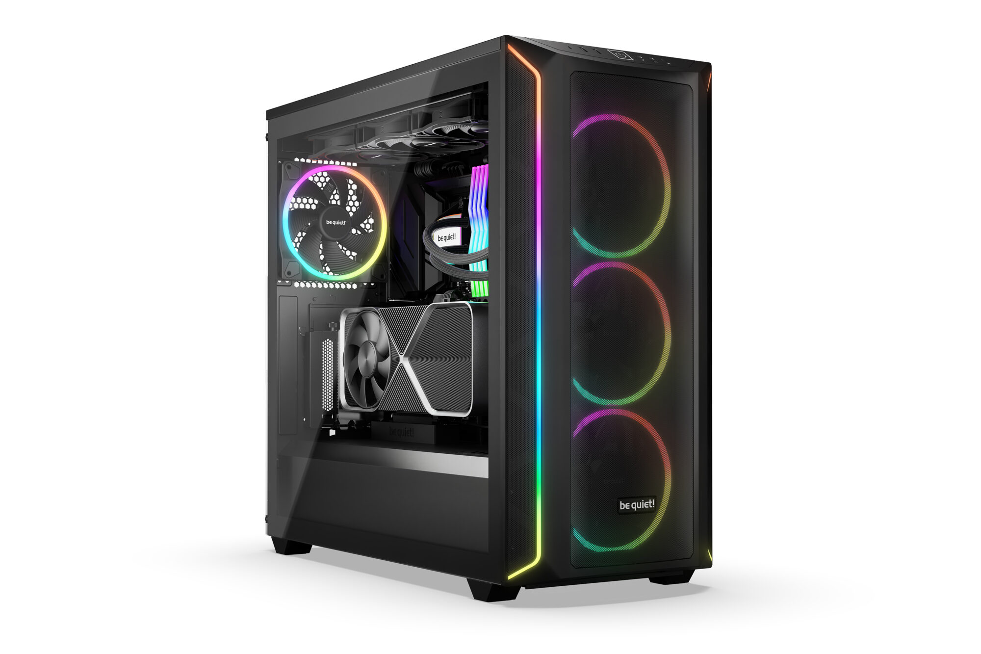 Be Quiet! Shadow Base 800 FX RGB Gaming Case w/ Glass Window, E-ATX, ARGB Front Strips & Controller, 4x ARGB Fans & Hub, Mesh Airflow, USB-C, Black - Image 3