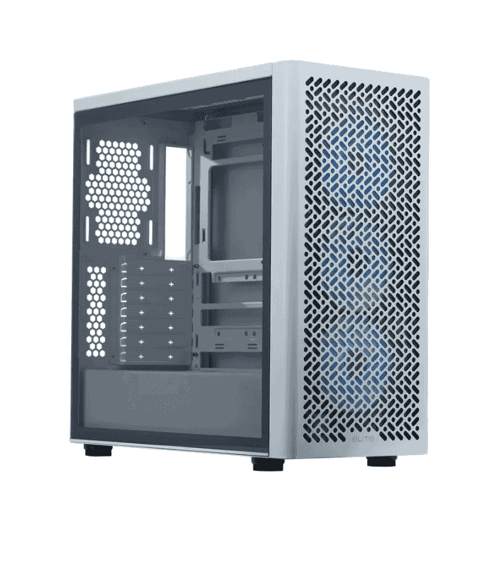 Cooler Master Elite 502 Gaming Case w/ Glass Side, E-ATX, 3x ARGB Fans, Mesh Front, USB-C, Asus BTF Compatible, White