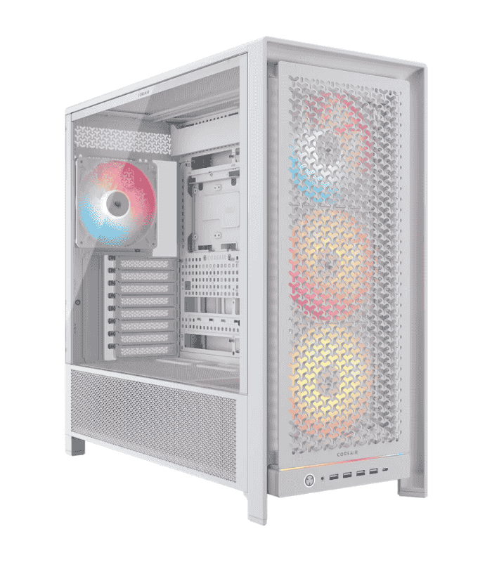 Corsair FRAME 5000D RS Modular Gaming Case w/ Glass Side, E-ATX, 4x ARGB Fans, InfiniRail Fan Mounting, USB-C, ARGB Strip, Asus BTF Compatible, White