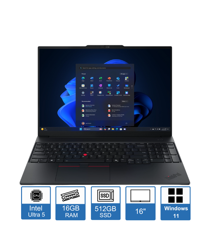 Lenovo ThinkPad E16 Gen 3 – 16″ WUXGA Display – Intel Core Ultra 5 225U – 16GB RAM – 512GB SSD – Windows 11 Pro – 1-Year Premium Warranty