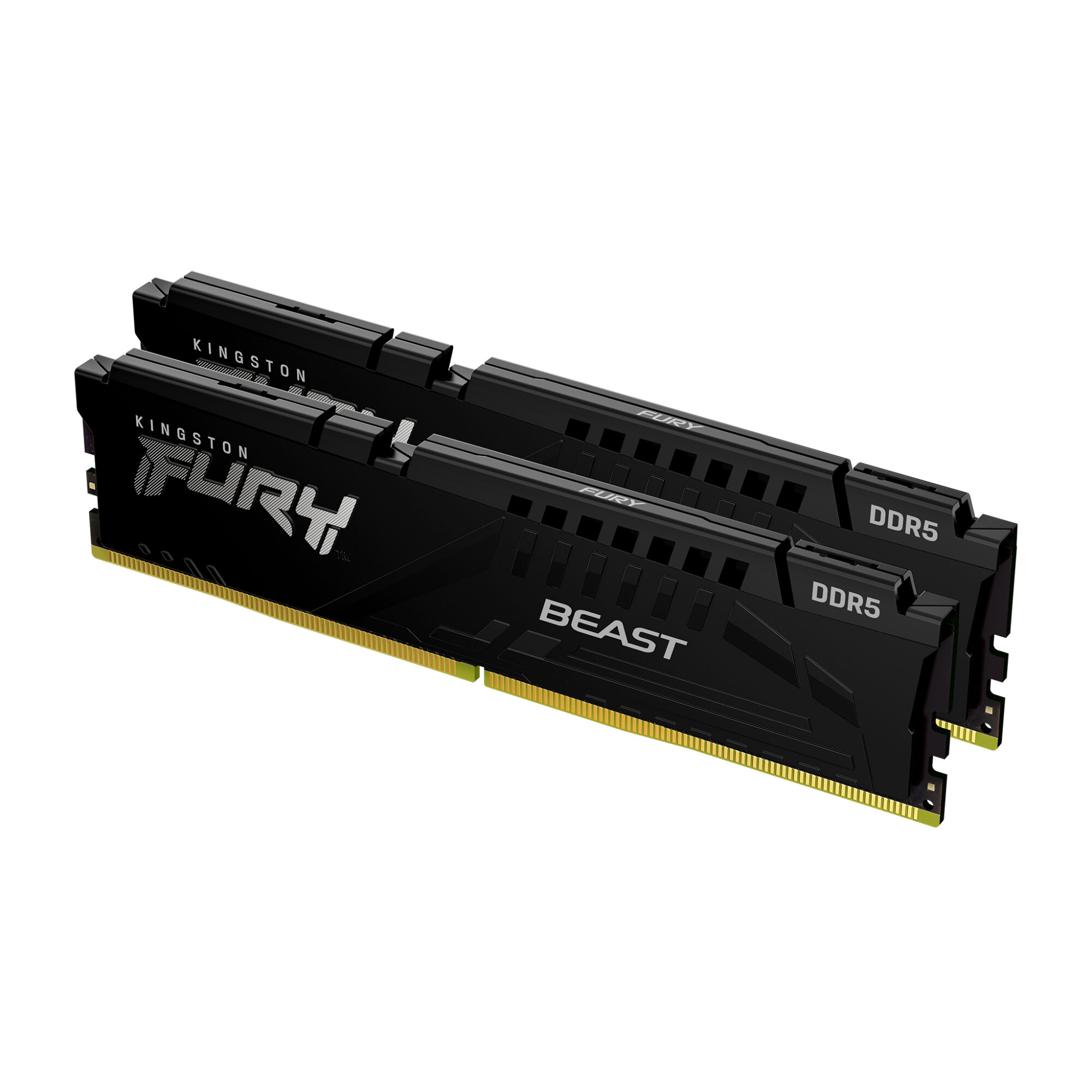 FURY_Beast_Black_DDR5_2_angle-zm-lg Kingston Fury Beast 32GB Kit (2 x 16GB), DDR5, 5200MHz, CL40, 1.25V, ECC, XMP 3.0, PMIC, DIMM Memory - Image 2