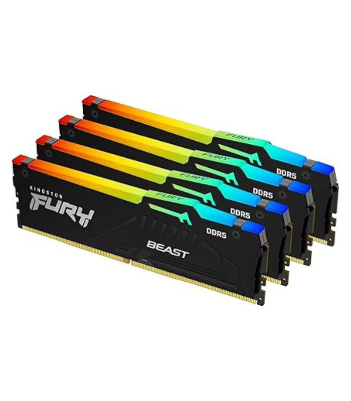 Kingston Fury Beast RGB 128GB Kit, DDR5, 5600MHz, CL40, 1.25V, ECC, PMIC, 3.0, Black, DIMM Memory