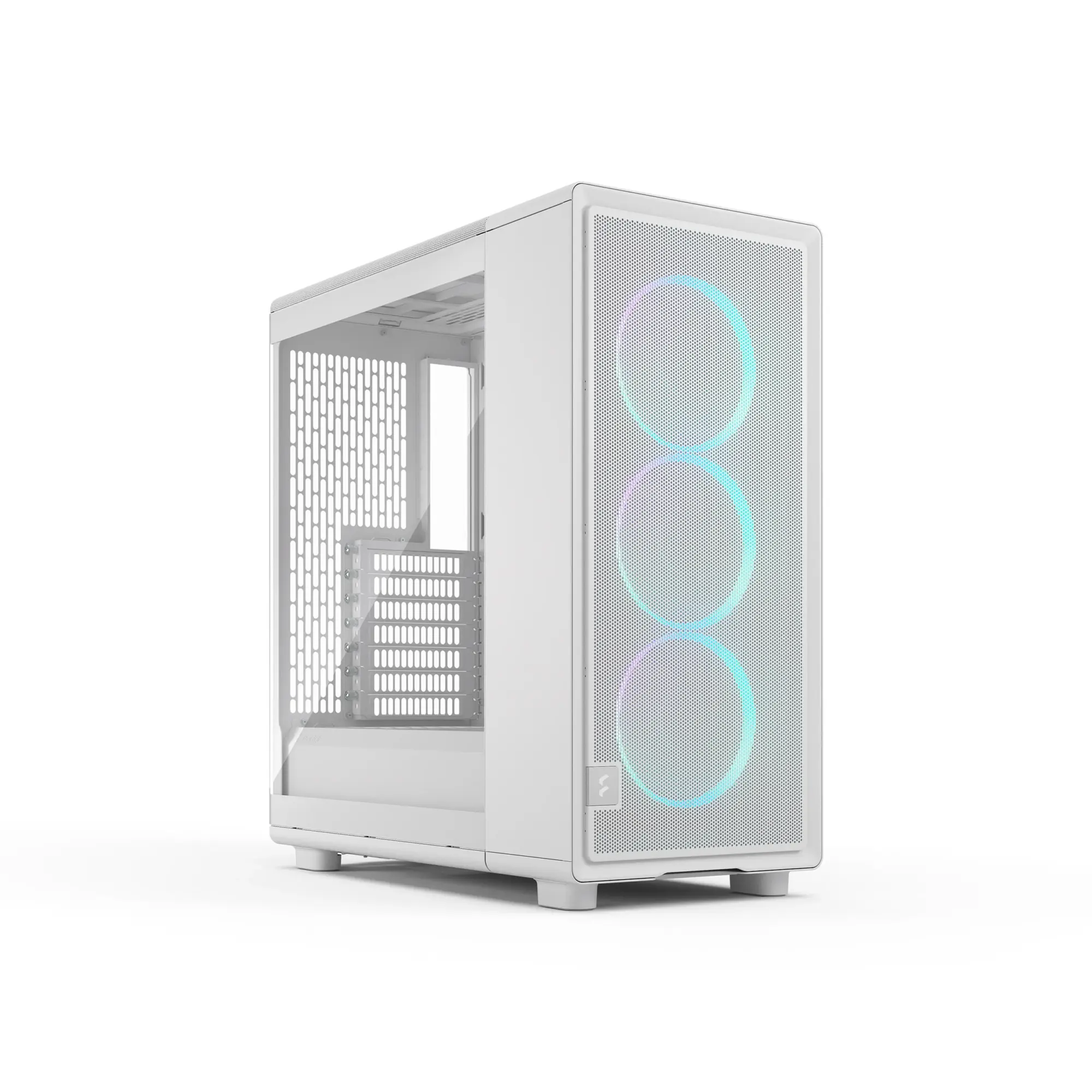 01_Epoch_RGB_white_TGC_Left-Front Fractal Design Epoch (White RGB TG Clear) Case w/ Clear Window, ATX, 3x Momentum RGB Fans, Mesh Top & Front, USB-C 20Gbps - Image 2