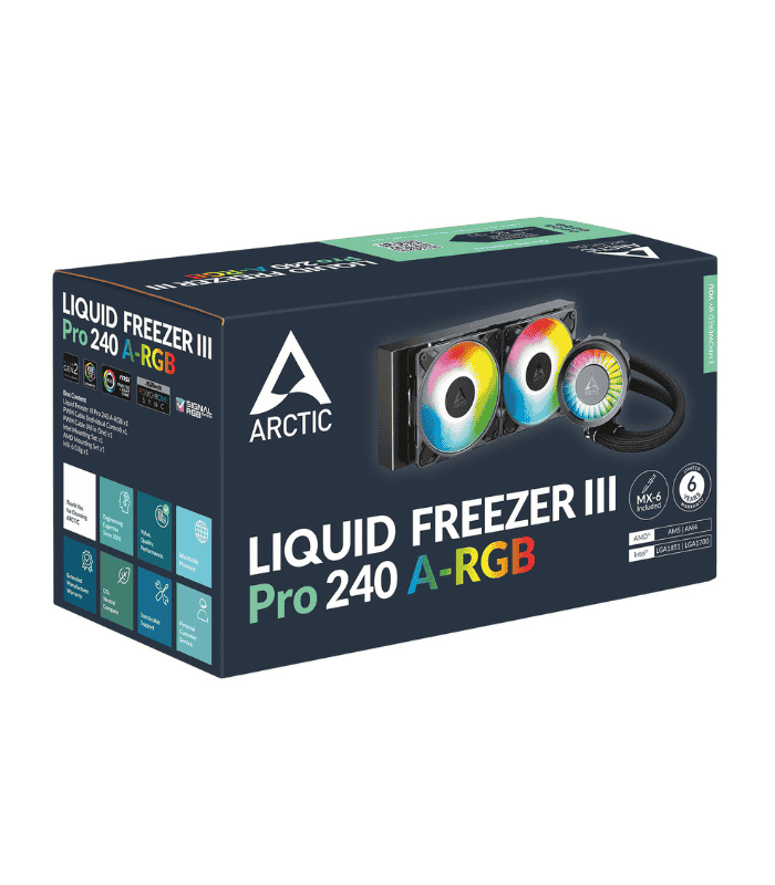 Arctic Liquid Freezer III Pro A-RGB 240mm Liquid CPU Cooler, P12 Pro PWM Fans & PWM Controlled Pump, Black