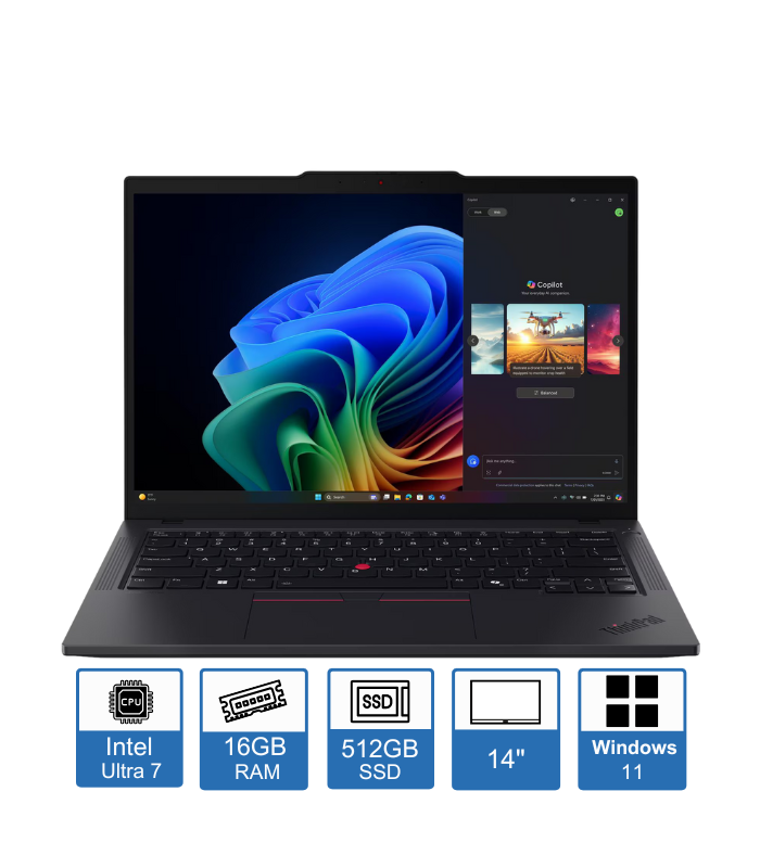 Lenovo ThinkPad T14 Gen 6 – 14″ WUXGA Display – Intel Core Ultra 7 255U – 16GB RAM – 512GB SSD – Windows 11 Pro – 1-Year Premium Support