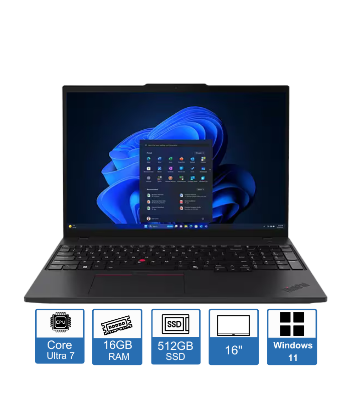 Lenovo ThinkPad T16 Gen 3 – 16″ WUXGA Display – Intel Core Ultra 7 155U – 16GB RAM – 512GB SSD – Windows 11 Pro – 1-Year Premium Warranty