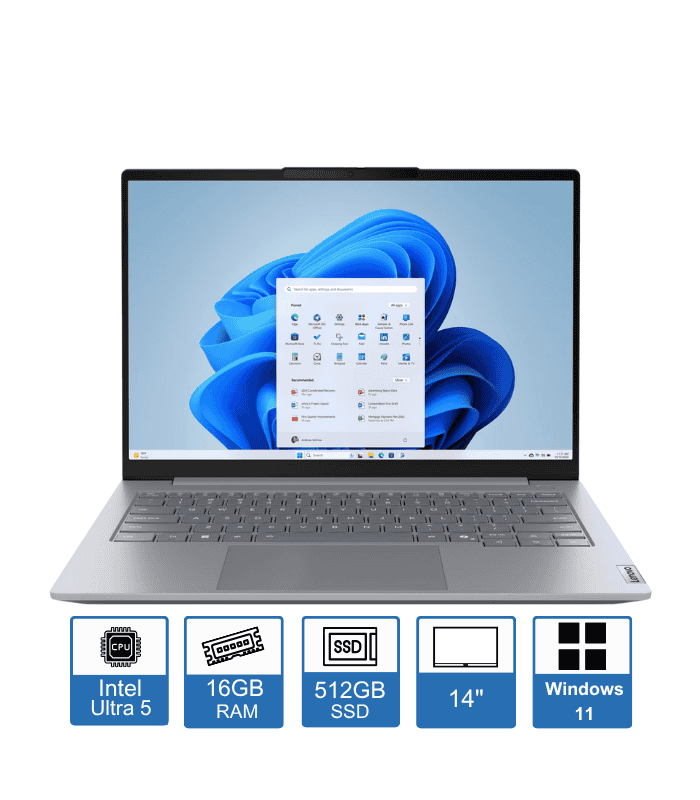 Lenovo ThinkBook 14 Gen 8 – 14″ WUXGA Display – Intel Core Ultra 5-225U – 16GB RAM – 512GB SSD – Windows 11 Pro – 1-Year Warranty
