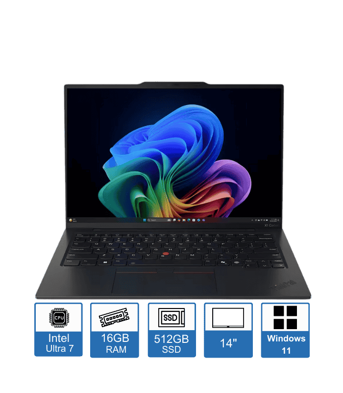 Lenovo ThinkPad X1 Carbon Gen 13 Aura Edition 14″ WUXGA Display Intel Core Ultra 7 255U 16GB RAM 512GB SSD Windows 11 Pro 3 Year Premium Warranty