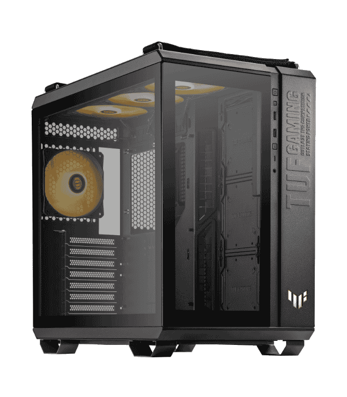 Asus TUF Gaming GT502 Plus Case w/ Front & Side Glass Windows, ATX, Dual Chamber, Modular Design, 4x ARGB Fans & Lighting Hub, USB-C, Carry Handles, Black