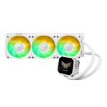 Asus TUF Gaming LC III 360 ARGB LCD White Edition Liquid CPU Cooler, 360mm Radiator, Customisable 2.8" LCD, 3x ARGB PWM Fans