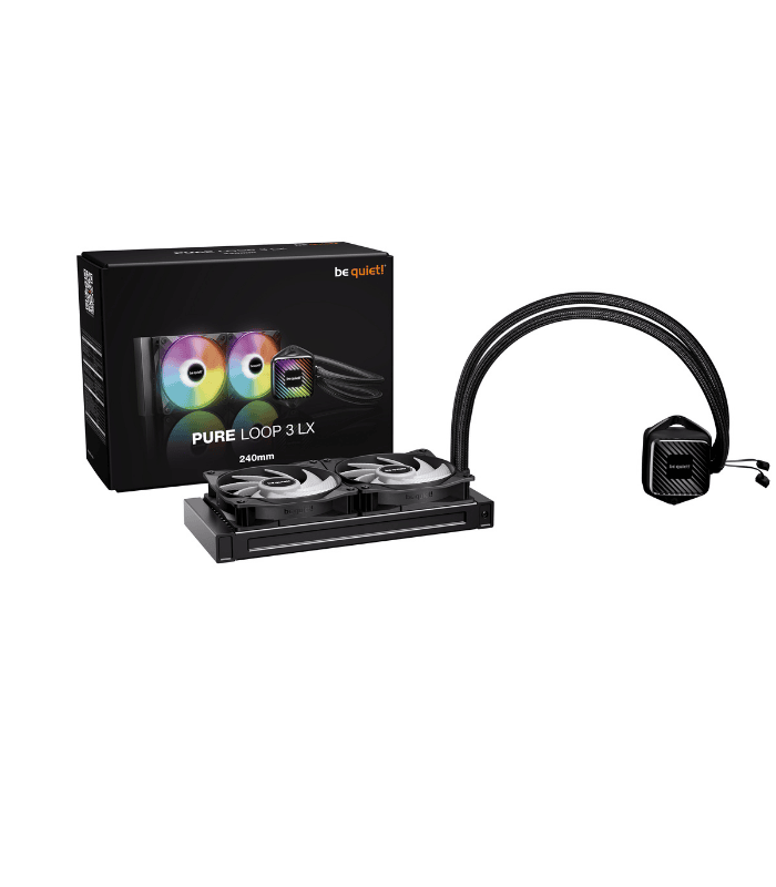 Be Quiet! Pure Loop 3 LX 240mm Liquid CPU Cooler, 2x Light Wings LX Daisy-chained PWM Fans, ARGB Cooling Block w/ 10 Lighting Foils, Black