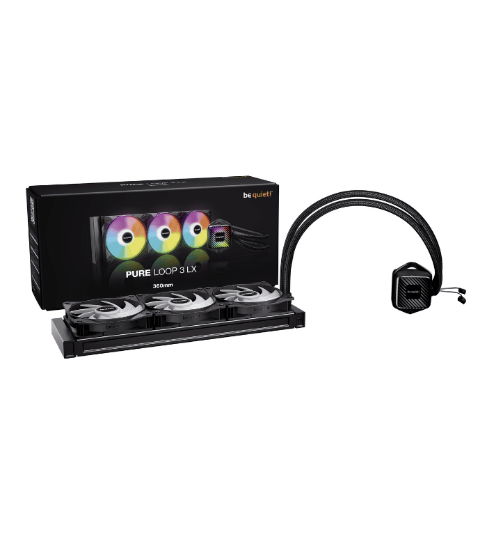 Be Quiet! Pure Loop 3 LX 360mm Liquid CPU Cooler, 3x Light Wings LX Daisy-chained PWM Fans, ARGB Cooling Block w/ 10 Lighting Foils, Black