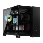 Corsair 2500X Dual Chamber Gaming Case w/ Glass Side & Front, Micro ATX, Mesh Panels, USB-C, Asus BTF Compatible, Black