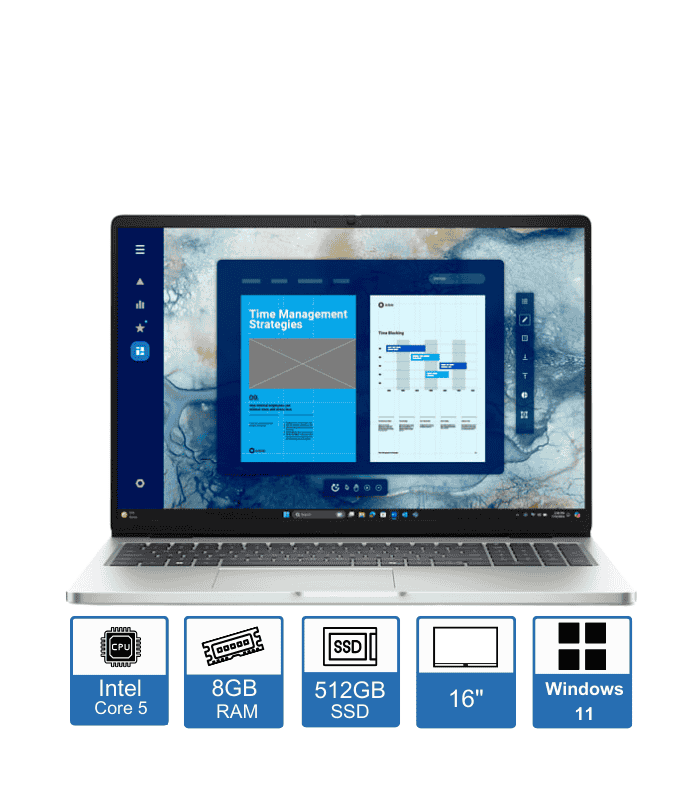 Dell Pro 16 PC16250 – 16″ FHD Display – Intel Core 5-120U – 8GB RAM – 512GB SSD – Windows 11 Pro – 1-Year Warranty