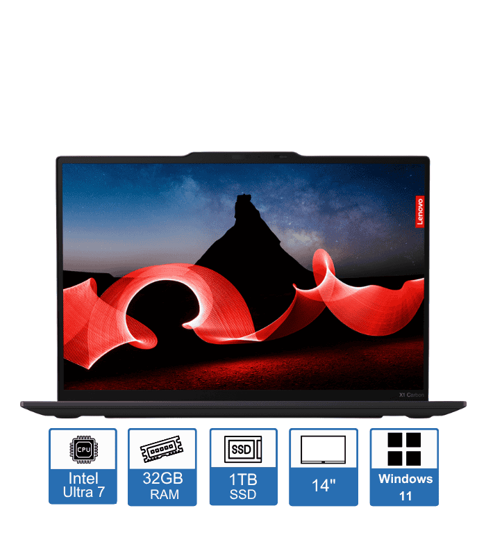 Lenovo ThinkPad X1 Carbon Gen 12 – 14″ OLED Touch Display – Intel Core Ultra 7-155U – 32GB RAM – 1TB SSD – Windows 11 Pro – 3-Year Premium Warranty