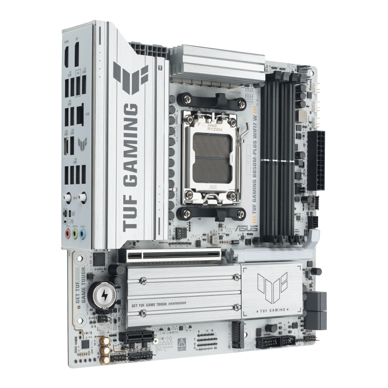 w800 (2) Asus TUF GAMING B850M-PLUS WIFI7 W, AMD B850, AM5, Micro ATX, 4 DDR5, HDMI, DP, Wi-Fi 7, 2.5G LAN, 3x M.2, White - Image 4