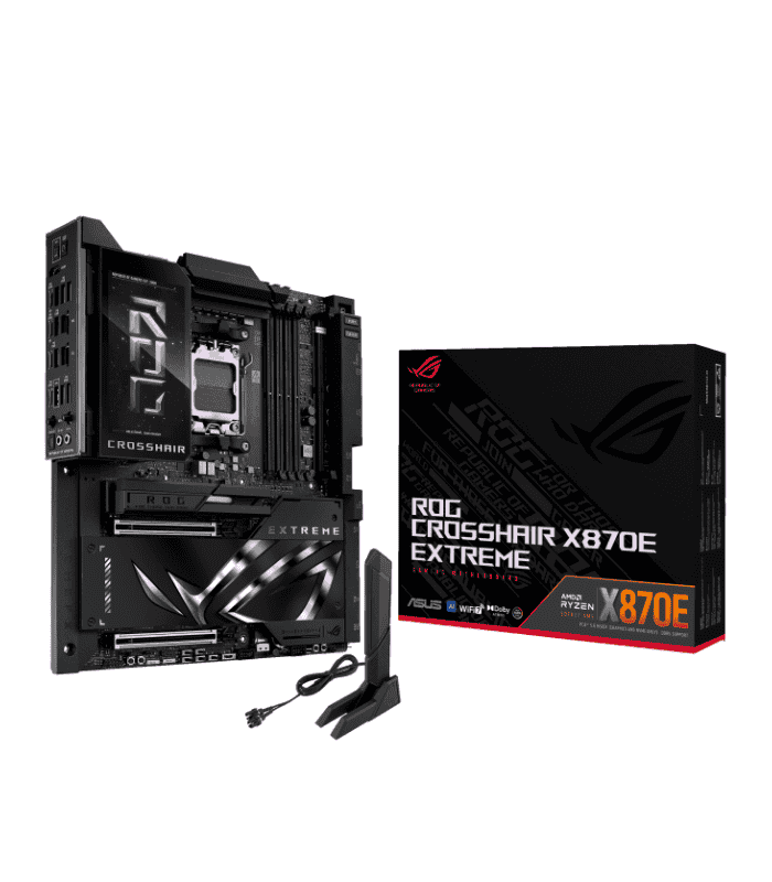 Asus ROG CROSSHAIR X870E EXTREME, AMD X870E, AM5, EATX, 4 DDR5, HDMI, 2 USB4, Wi-Fi 7, 10G & 5G LAN, 5" Colour LCD, 5x M.2