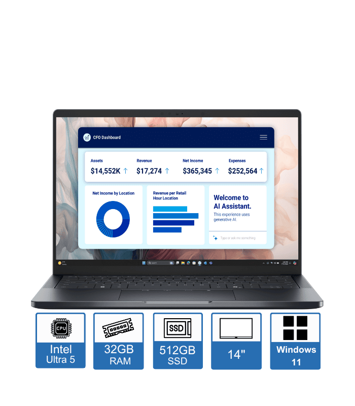 Dell Pro 14 Premium, Intel Core Ultra 5 238V, 14″FHD Display, 32GB RAM, 512GB SSD, Windows 11 Pro, 3 Year Pro Warranty