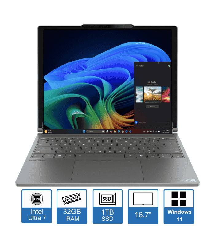 Lenovo Business Laptops 167 Lenovo ThinkBook Plus G6 Rollable 14″16.7″ POLED Display Intel Core Ultra 7 258V 32GB RAM 1TB SSD Windows 11 Pro 1 Year Premium Warranty