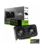 Asus RTX 5050 DUAL OC, PCIe5, 8GB DDR6, HDMI, 3 DP, 2677MHz Clock, Overclocked, Compact SFF-Ready