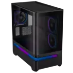 Asus Prime AP202 ARGB Gaming Case w/ Curved Glass Panel, Micro ATX, 3x ARGB Fans, ARGB Light Band, 420mm GPU Support, USB-C 20Gbps, Black - Image 3