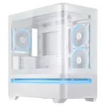 Asus Prime AP202 ARGB Gaming Case w/ Curved Glass Panel, Micro ATX, 3x ARGB Fans, ARGB Light Band, 420mm GPU Support, USB-C 20Gbps, White - Image 2