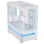 Asus Prime AP202 ARGB Gaming Case w/ Curved Glass Panel, Micro ATX, 3x ARGB Fans, ARGB Light Band, 420mm GPU Support, USB-C 20Gbps, White - Image 3